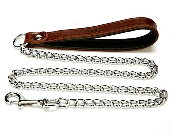 Doggie Comfort Deri Zincirli Köpek Gezdirme Tasması Medium Kahverengi 3x110 Cm