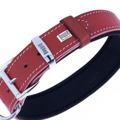 Doggie Konfor Deri İsimlikli Köpek Boyun Tasması Medium Kırmızı 3.5x47-55 Cm