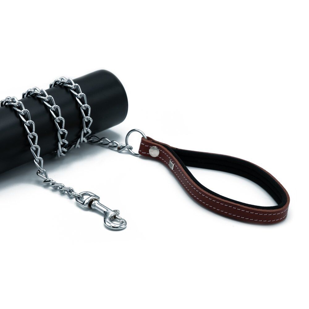 Doggie Comfort Deri Zincirli Köpek Gezdirme Tasması Medium Kırmızı 3x110 Cm