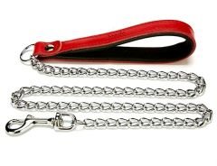 Doggie Comfort Deri Zincirli Köpek Gezdirme Tasması Medium Kırmızı 3x110 Cm