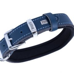 Doggie Konfor Deri İsimlikli Köpek Boyun Tasması Medium Royal Mavi 3.5x47-55 Cm