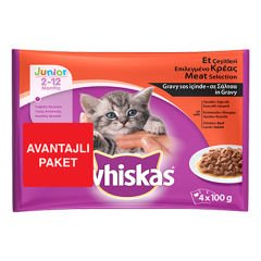 Whiskas Pouch Multipack Etli Yavru Kedi Konserve Maması 4x100 Gr