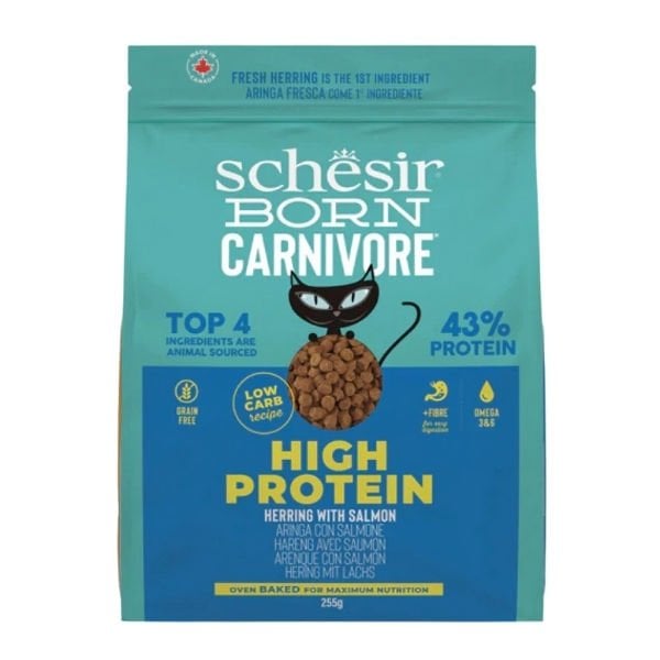 Schesir Born Carnivore Somonlu ve Ringa Balıklı Yetişkin Kedi Maması 255 Gr