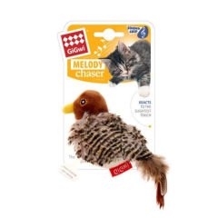 Gigwi Kuş Sesli Doğal Tüylü Peluş Kedi Oyuncağı Kahverengi