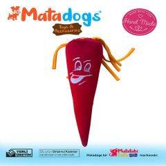 Mata Dogs Mooni Havuç Şekilli Köpek Oyuncağı Kırmızı 28 Cm