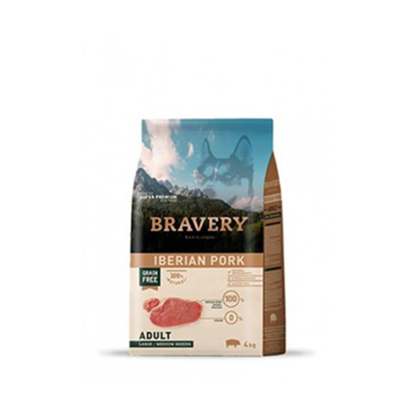 Bravery Orta ve Büyük Irk Domuzlu Tahılsız Yetişkin Köpek Maması 4 Kg