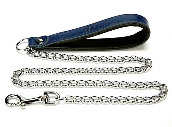 Doggie Comfort Deri Zincirli Köpek Gezdirme Tasması Medium Mavi 3,5x110 Cm