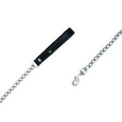 Doggie Comfort Deri Zincirli Köpek Gezdirme Tasması Medium Siyah 4x110 Cm