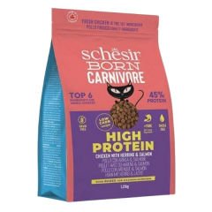 Schesir Born Carnivore Tavuklu Somonlu ve Ringa Balıklı Yetişkin Kedi Maması 1.25 Kg