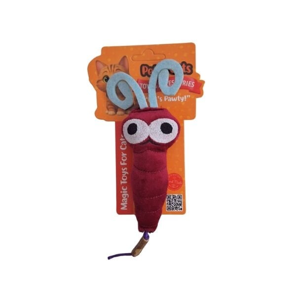 PetzzCats July Matatabi ve Çıngırak Sesli Peluş Kedi Oyuncağı Bordo 20x7 Cm