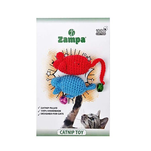 Zampa Catnipli İkili Zilli Örgü Fare Kedi Oyuncağı