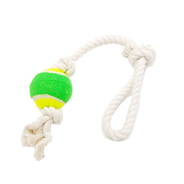 Euro Dog Köpek Diş İpi 3 Düğümlü Tenis Toplu Beyaz/Siyah 53 Cm