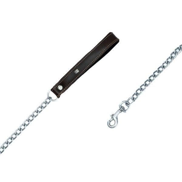 Doggie Comfort Deri Zincirli Köpek Gezdirme Tasması Medium Kahverengi 4x110 Cm