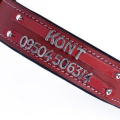 Doggie Konfor Deri Çift İsimlikli Köpek Boyun Tasması Medium Kırmızı 3.5x47-55 Cm