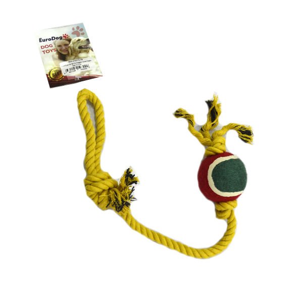 Euro Dog Köpek Diş İpi 3 Düğümlü Tenis Toplu Sarı 53 Cm