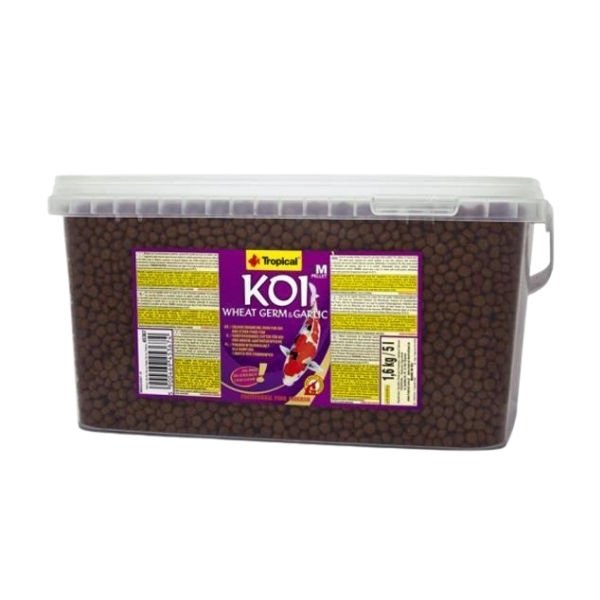 Tropical Koi Wheat Germ & Garlic Size Medium Koi Balıkları için Granül Yem 5 Lt 1.6 Kg