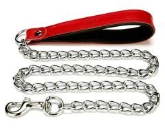 Doggie Comfort Deri Zincirli Köpek Gezdirme Tasması Medium Kırmızı 4x110 Cm