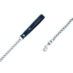 Doggie Comfort Deri Zincirli Köpek Gezdirme Tasması Medium Mavi 4x110 Cm