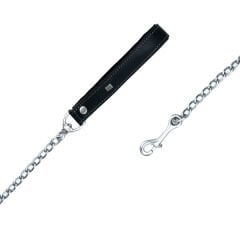 Doggie Comfort Deri Zincirli Köpek Gezdirme Tasması Medium Siyah 4.5x80 Cm