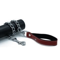 Doggie Comfort Deri Zincirli Köpek Gezdirme Tasması Medium Kırmızı 4.5x80 Cm