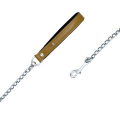 Doggie Comfort Deri Zincirli Köpek Gezdirme Tasması Medium Camel 4.5x80 Cm