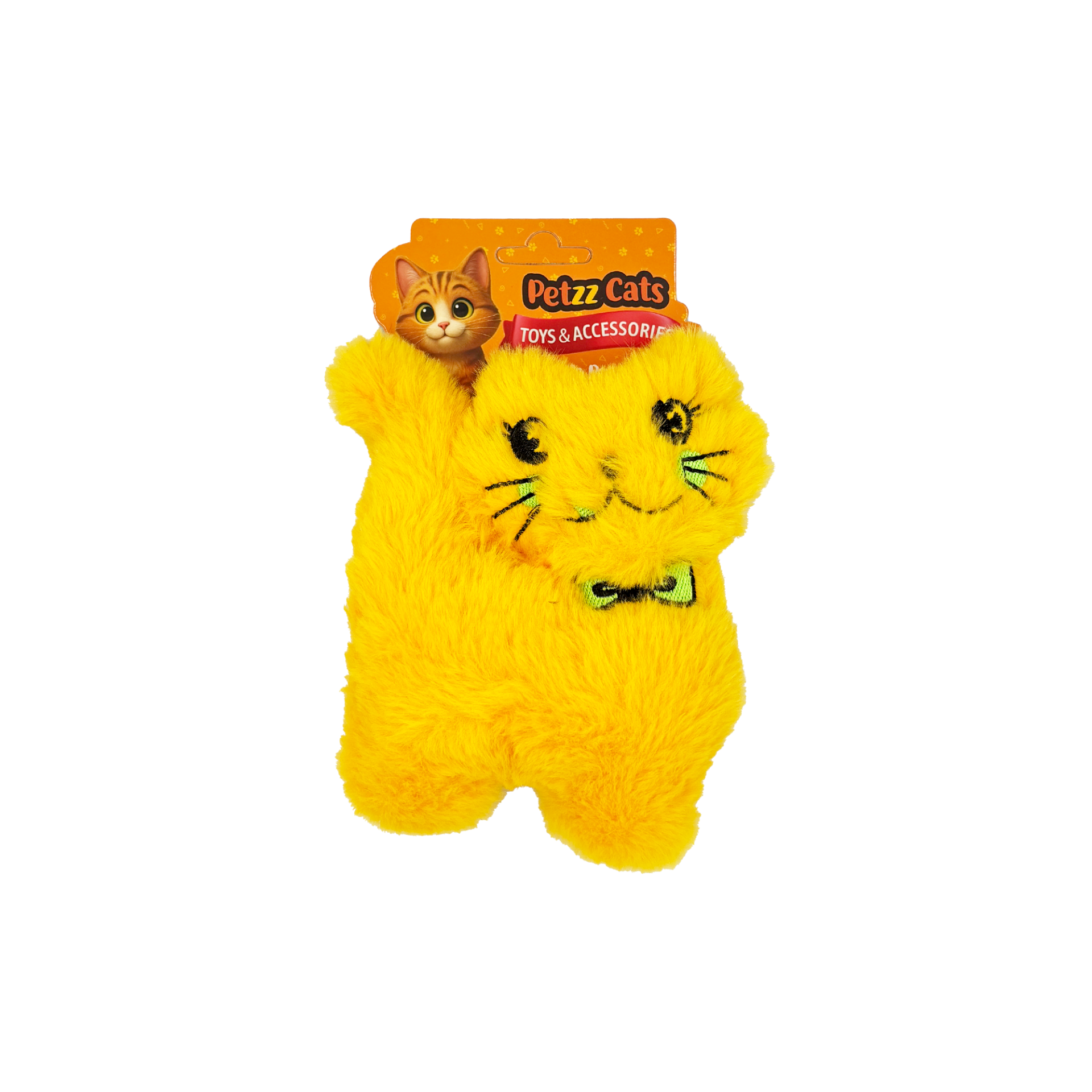 PetzzCats Kedi Şeklinde Matatabi ve Çıngırak Sesli Peluş Kedi Oyuncağı Sarı 17x12 Cm