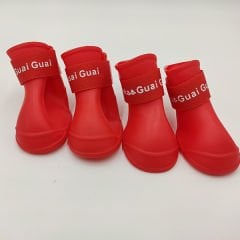 Nunbell Silikon Köpek Yürüyüş Botu Kırmızı S