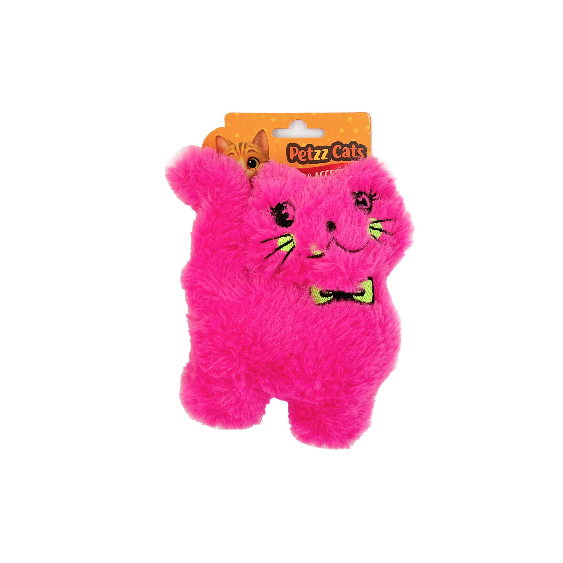 PetzzCats Kedi Şeklinde Matatabi ve Çıngırak Sesli Peluş Kedi Oyuncağı Pembe 17x12 Cm
