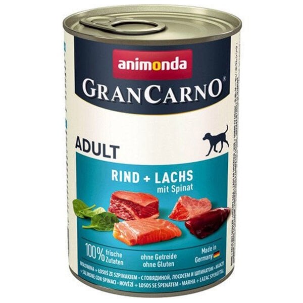 Animonda Gran Carno Sığır Etli ve Ispanaklı Yetişkin Köpek Konservesi 400 Gr