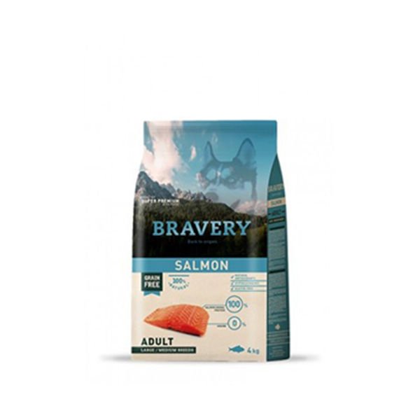 Bravery Orta ve Büyük Irk Somonlu Tahılsız Yetişkin Köpek Maması 4 Kg