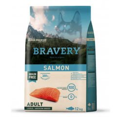 Bravery Orta ve Büyük Irk Somonlu Tahılsız Yetişkin Köpek Maması 12 Kg