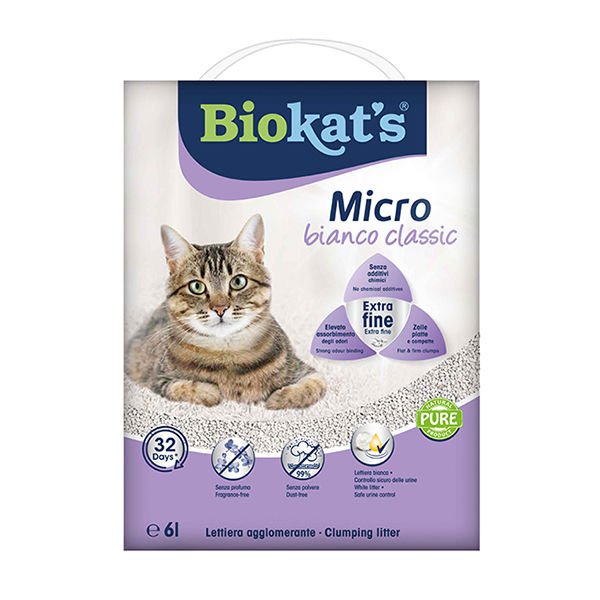 Biokats Micro Bianco Classic Kokusuz Topaklanan Doğal Kedi Kumu 1 Adet 6 Lt