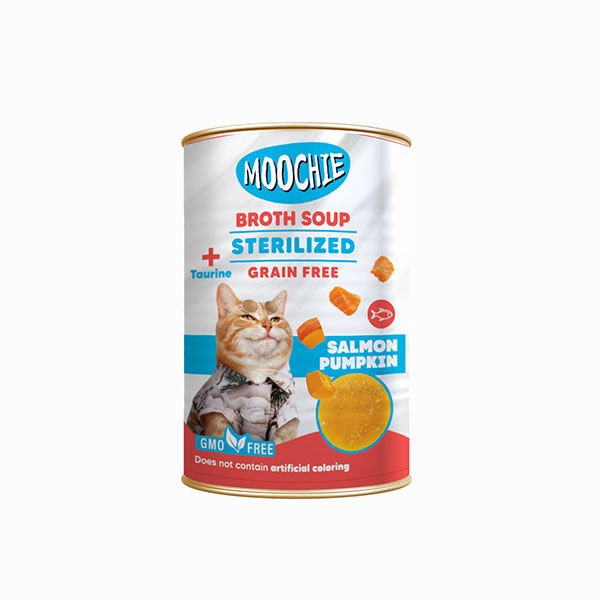 Moochie Et Suyu İçerisinde Somon Balıklı ve Balkabaklı Çorba Kısır Kedi Ödülü 135 Ml