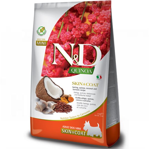 N&D Quinoa Skin Coat Ringa Balıklı Mini Yetişkin Köpek Maması 2.5 Kg