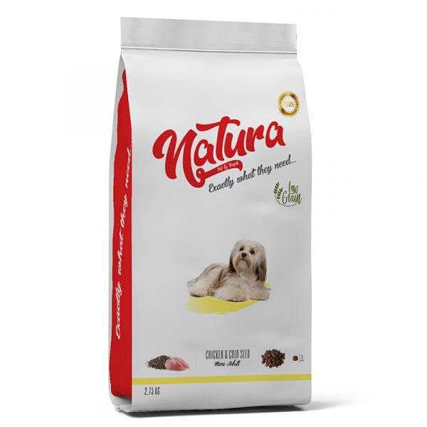Natura Düşük Tahıllı Tavuk ve Chia Tohumlu Küçük Irk Yetişkin Köpek Maması 2.75 Kg