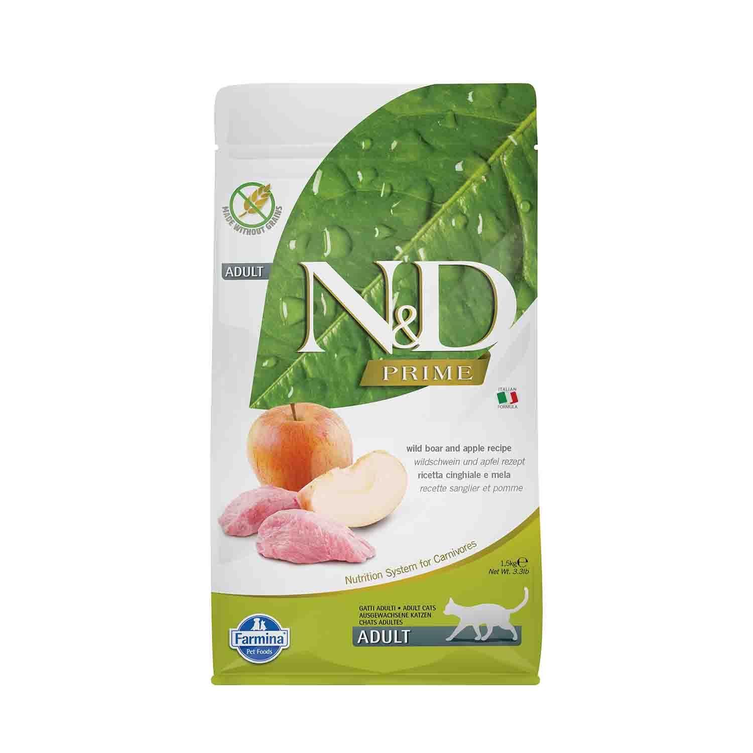 N&D Tahılsız Yaban Domuzlu Elmalı Kedi Maması 1,5 kg