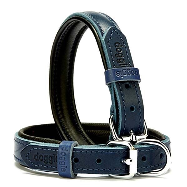 Doggie Fırstclass Köpek Deri Boyun Tasması Small Mavi 2x30-35 Cm