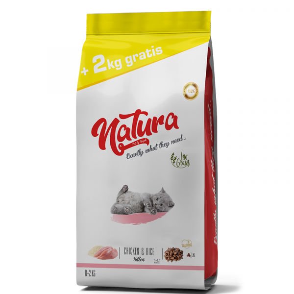 Natura Kitten Düşük Tahıllı Tavuklu Kedi Maması 8+2 Kg Hediyeli