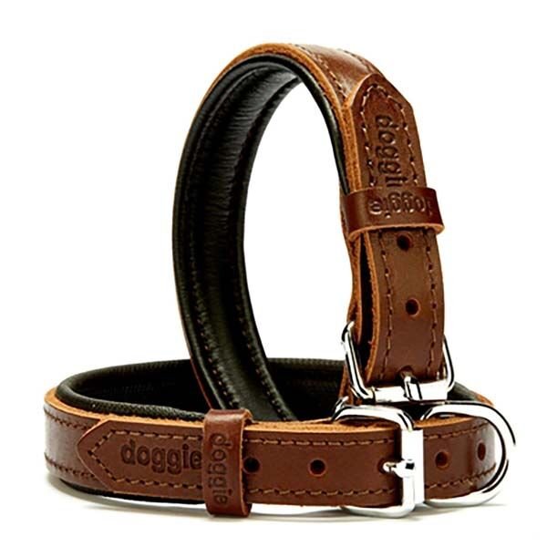 Doggie Firstclass Deri Köpek Boyun Tasması Medium Kahverengi 2x35-40 Cm