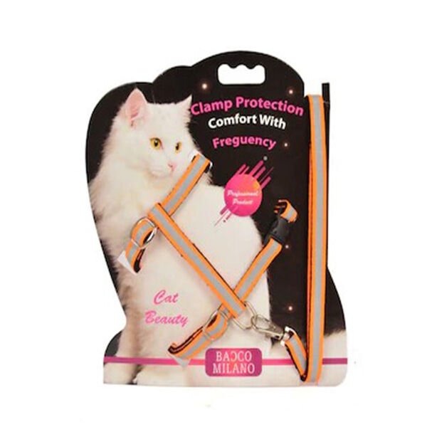 Bacco Milano Reflektörlü Kedi Göğüs Tasması Turuncu