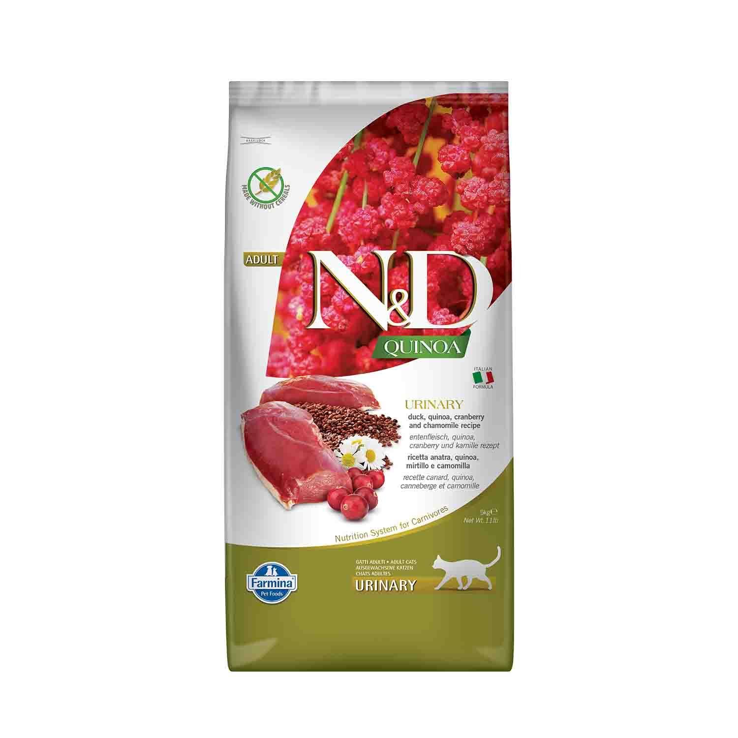 N&D Quinoa Urinary Ördek Quinoa Aromalı İdrar Yolları Destekleyici Yetişkin Kedi Maması 5 kg