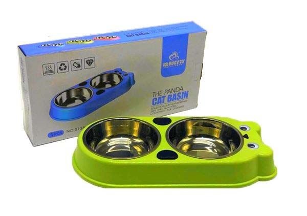 Doglife Panda Kedi Baskılı İkili Köpek Mama Kabı 37x18x5,2h Cm