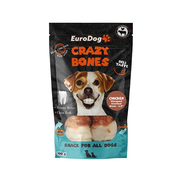 Euro Dog Crazy Bones Dental Düğümlü Tavuk Sargılı Köpek Ödül Maması 2 Adet 100 Gr
