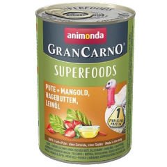 Animonda Gran Carno Superfoods Hindi Pazı ve Kuşburnlu Yetişkin Köpek Konservesi 400 Gr