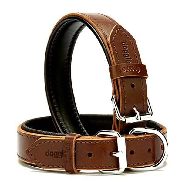 Doggie Fırstclass Köpek Deri Boyun Tasması Medium Kahverengi 3x42-50 Cm