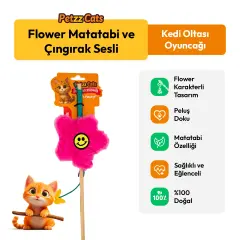 PetzzCats Flower Matatabi ve Çıngırak Sesli Kedi Oltası Oyuncağı Pembe 42 Cm