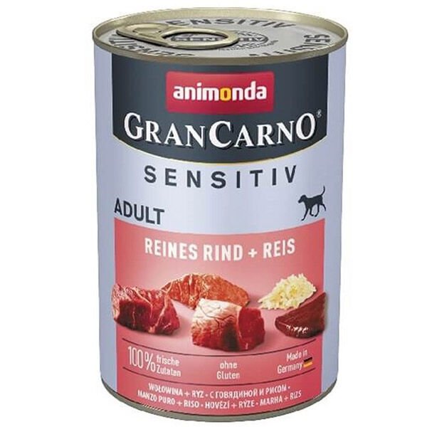 Animonda Gran Carno Sensitive Sığır Etli ve Pirinçli Yetişkin Köpek Konservesi 400 Gr