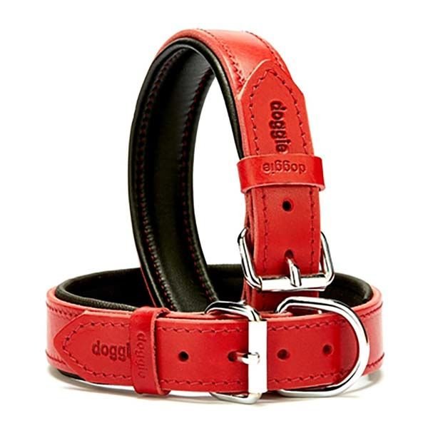 Doggie Fırstclass Köpek Deri Boyun Tasması Medium Kırmızı 3x42-50 Cm