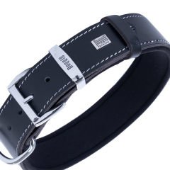 Doggie Konfor Deri Çift İsimlikli Köpek Boyun Tasması Small Siyah 4x47-55 Cm