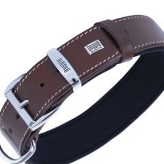 Doggie Konfor Deri Çift İsimlikli Köpek Boyun Tasması Small Kahverengi 4x47-55 Cm